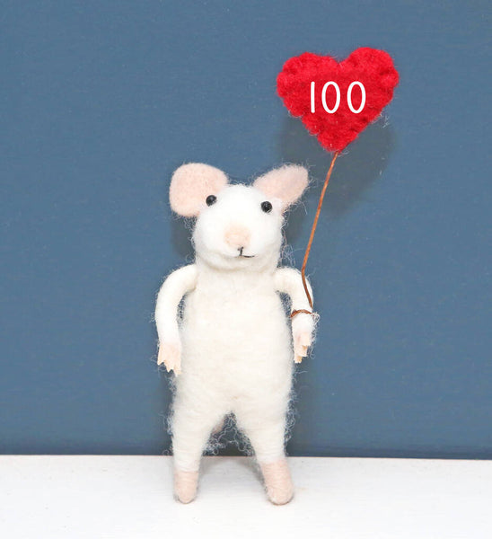 Felt Mouse With Love Heart, 100th Birthday