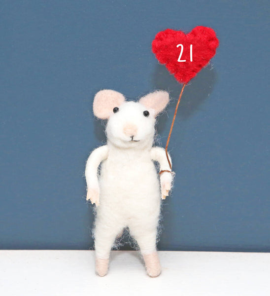 Felt Mouse With Love Heart, 21st Birthday