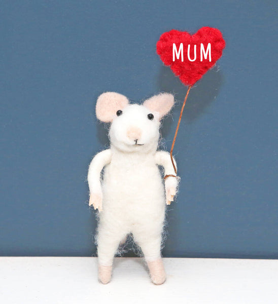 Felt Mouse With Mum Love Heart Balloon