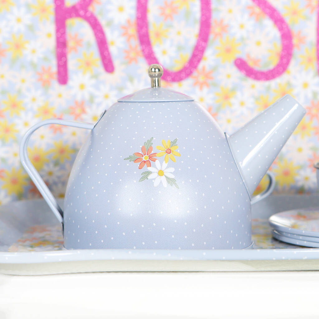 Toy teaset in a personalised cotton bag