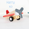 Wooden Planes And Rocket Toys In Personalised Bag