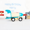 Wooden Planes And Rocket Toys In Personalised Bag