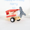 Wooden Planes And Rocket Toys In Personalised Bag