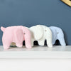 Blue Knitted Elephant Rattle With Personalised Bag