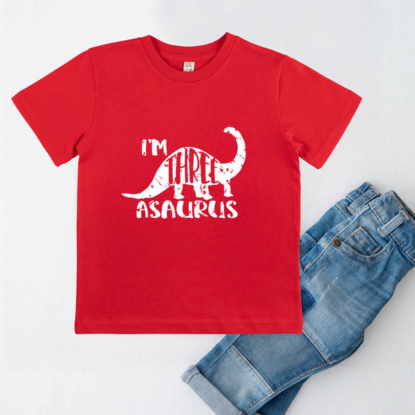 Children's Age Three Dinosaur T Shirt, Assorted Colours