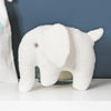 Off White Knitted Elephant Rattle With Personalised Bag