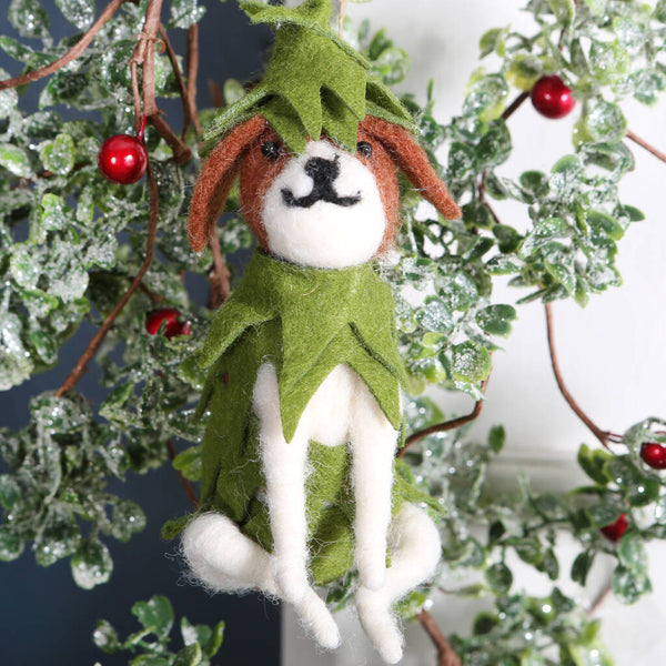 Dog With Christmas Tree Outfit Decoration