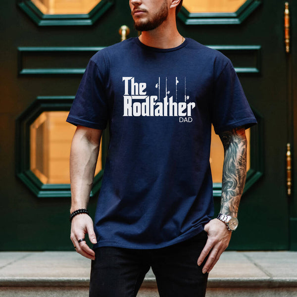 Mens Charcoal Or Navy The Rodfather T Shirt, Fathers Day