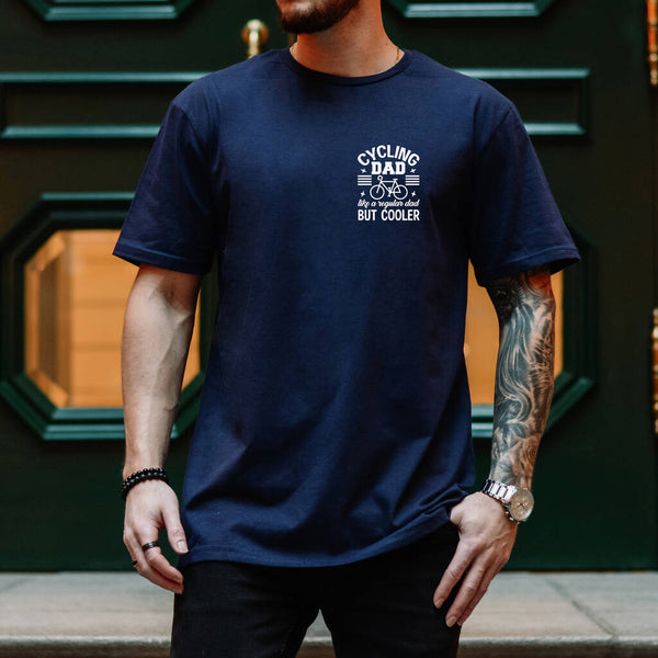 Navy Or Charcoal Cycling Dad T Shirt, Father's Day