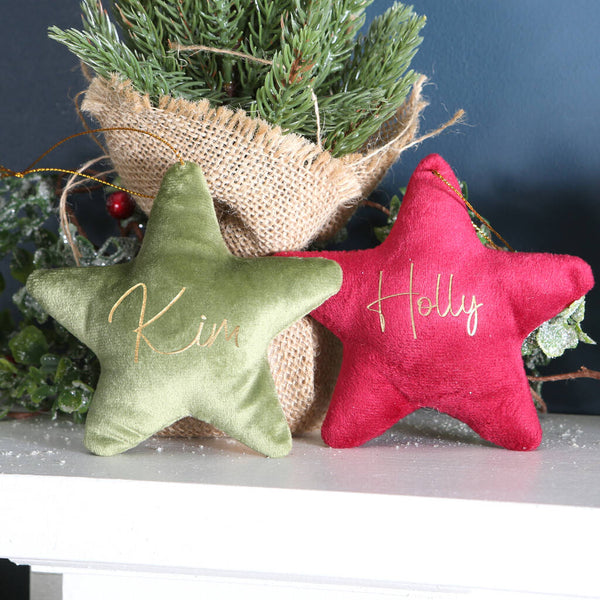 Personalised Velvet Star Christmas Tree Decoration