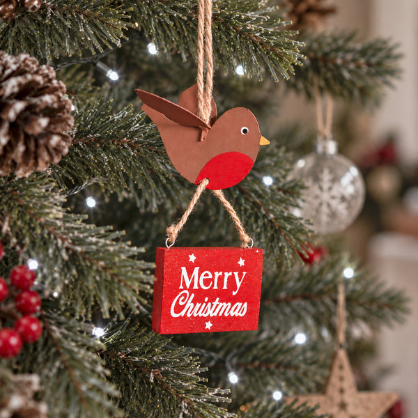 Merry Christmas Robin Tree Decoration