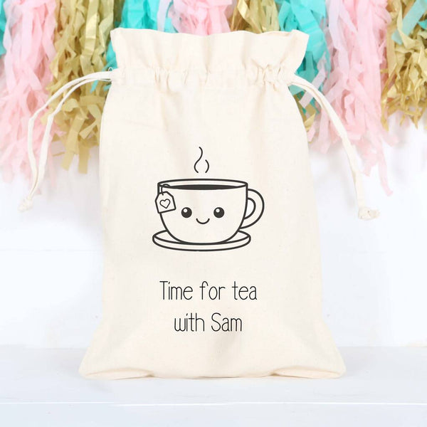 Toy teaset in a personalised cotton bag