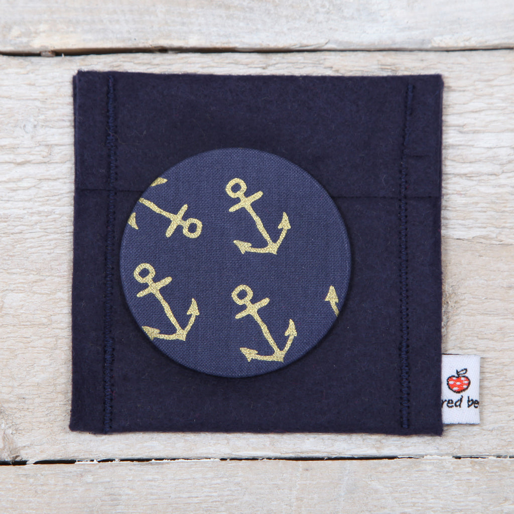 Nautical Anchor Fabric Handbag Mirror