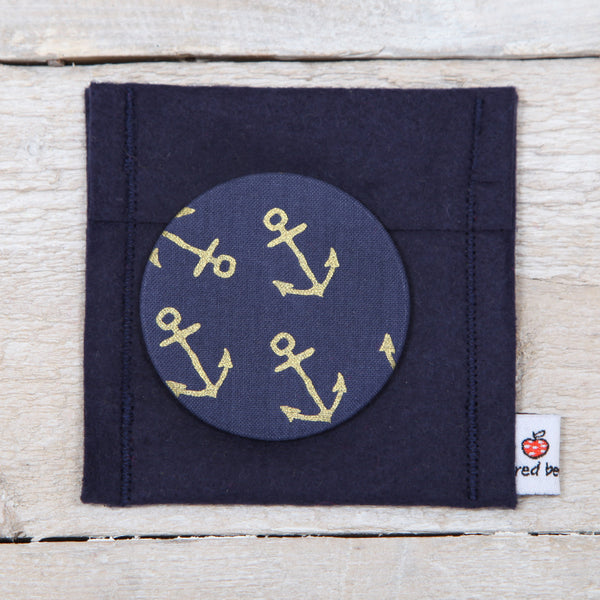 Nautical Anchor Fabric Handbag Mirror