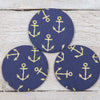 Nautical Anchor Fabric Handbag Mirror