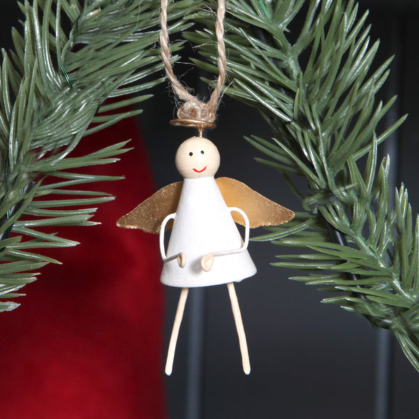 White And Gold Christmas Tree Angel Decoration