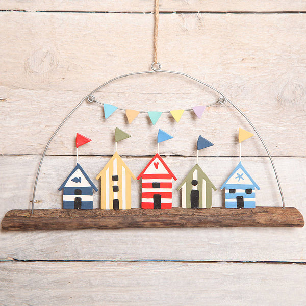 Beach Huts On A Branch Hanging Decoration