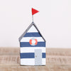 Striped Coastal Beach Hut Freestanding Decoration