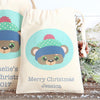 Personalised Christmas Bear Cotton Bags