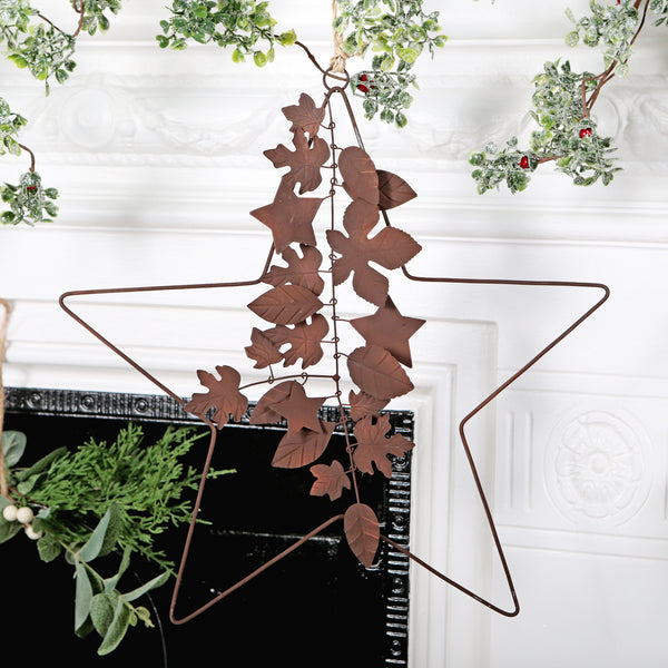 Bronze Tone Star Wreath Christmas Decoration