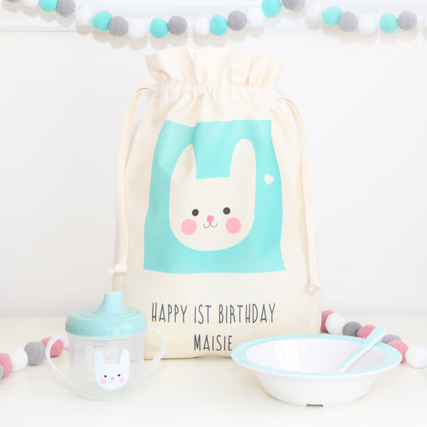 Bunny Design Breakfast Set And Cotton Bag