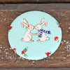 Christmas Kissing Bunny Fabric Handbag Mirror