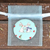 Christmas Kissing Bunny Fabric Handbag Mirror