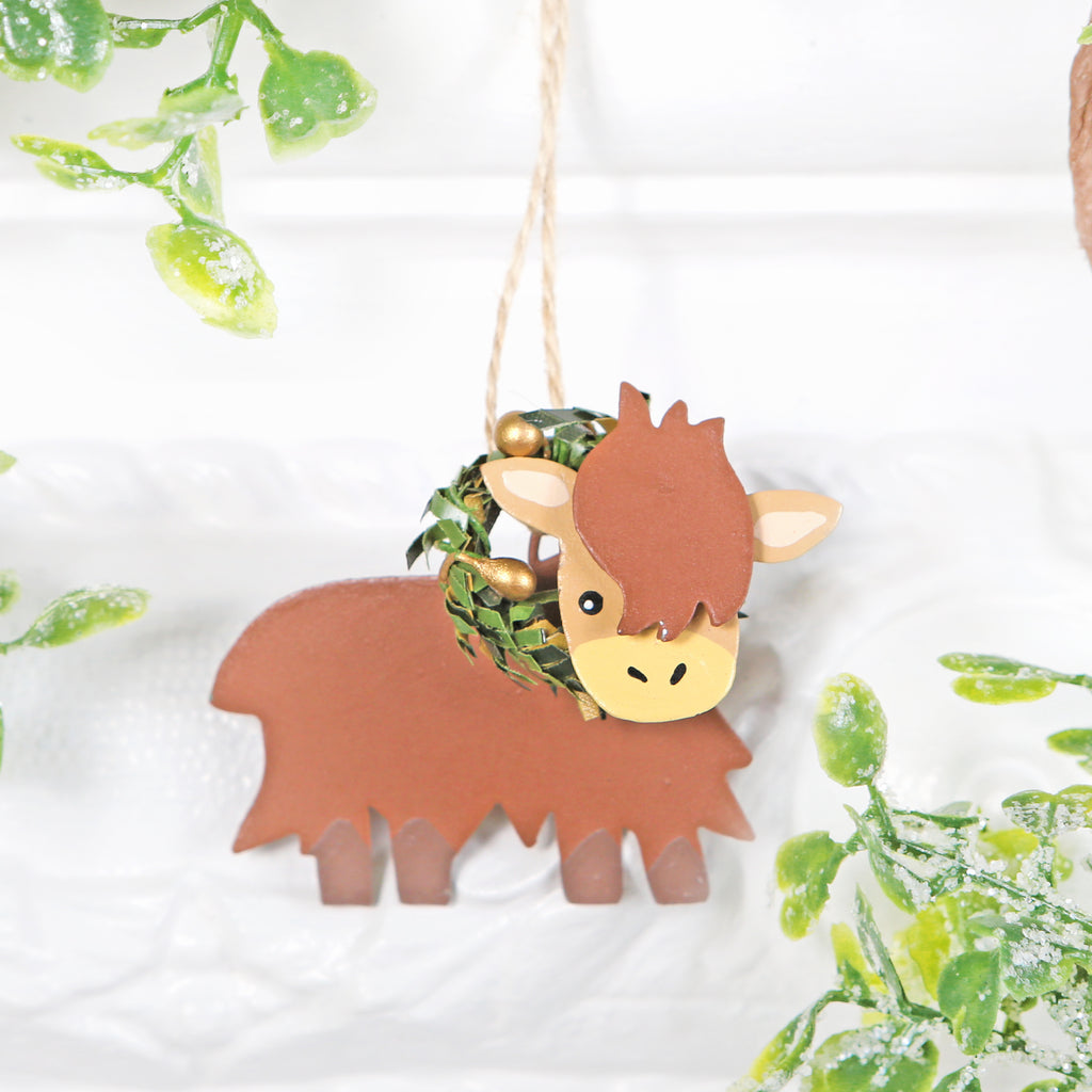 Christmas Tree Highland Baby Cow Coo Hanging Decoration