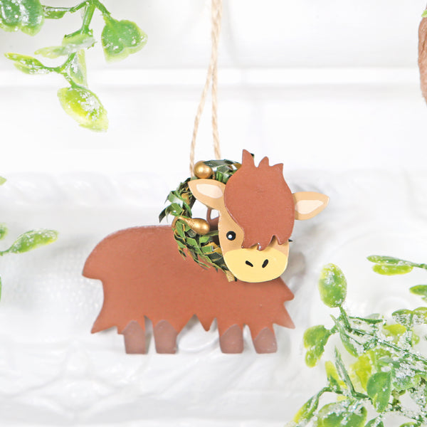 Christmas Tree Highland Baby Cow Coo Hanging Decoration