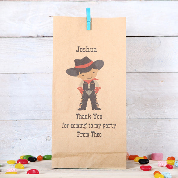 Personalised Cowboy Party Bags, Dark