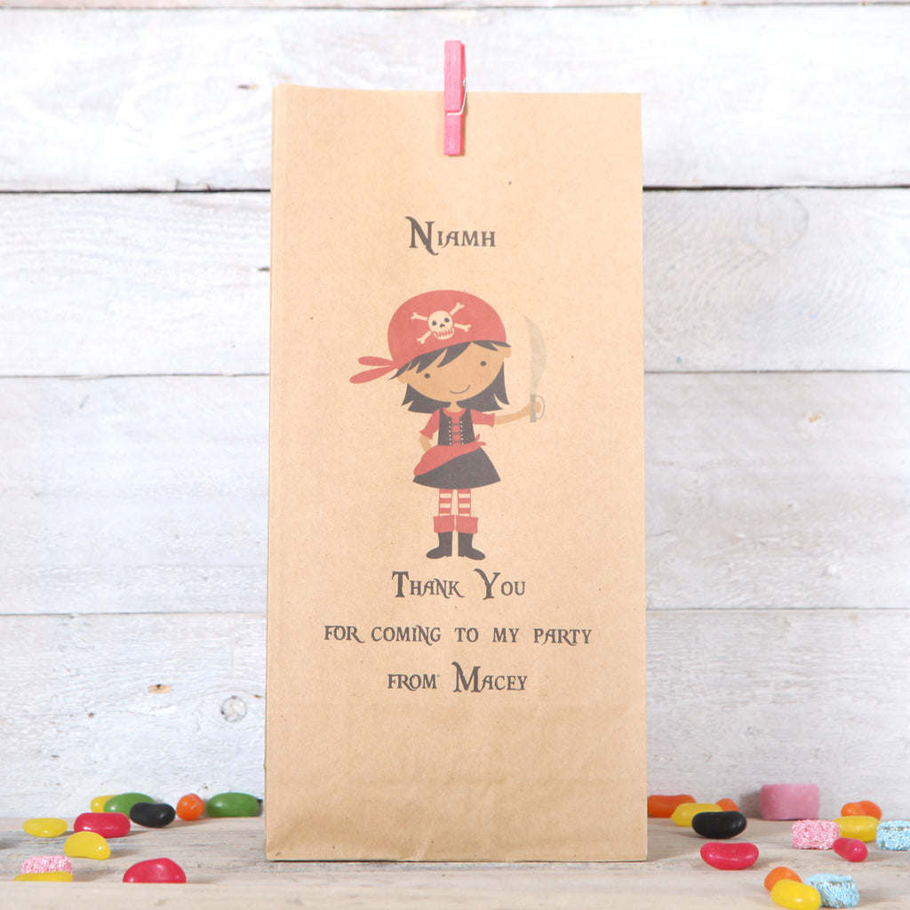 Personalised Girl Pirate Party Bags, Dark