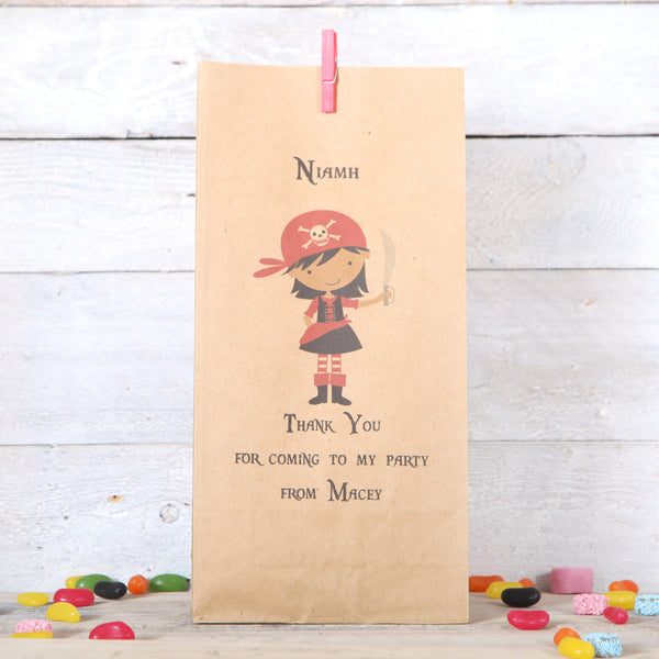 Personalised Girl Pirate Party Bags, Dark