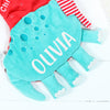 Personalised Plush Dinosaur Christmas Stocking red berry apple