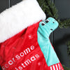 Personalised Plush Dinosaur Christmas Stocking red berry apple