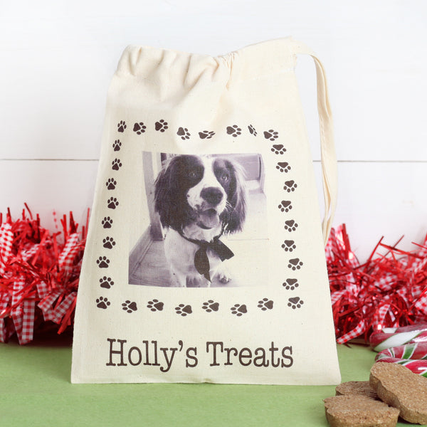 Personalised cotton dog treat bag