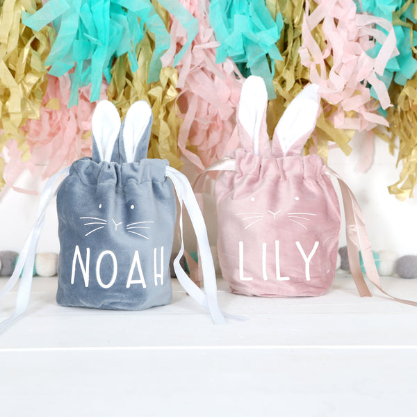 Personalised Easter Bunny Velvet feel  Pouch