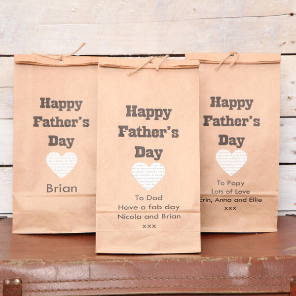 Personalised Fathers Day Heart Gift Bag