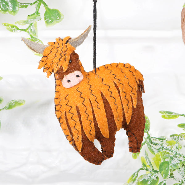 Highland Cow Coo Felt Hanging Christmas Tree Decoration