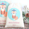 Christmas Fox Personalised Cotton Gift Bags