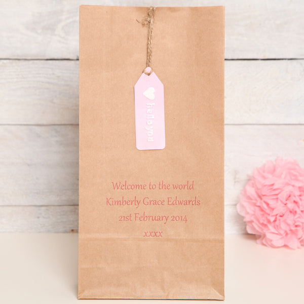 New Baby Girl Personalised Gift Bag