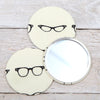 Glasses Print Handbag Mirror With Pouch, 2 sizes