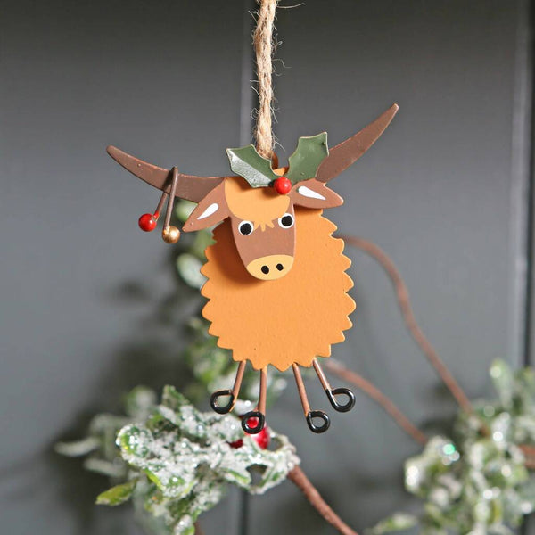 Christmas Highland Cow Coo Hanging Tree Decoration