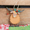 Christmas Highland Cow Coo Hanging Tree Decoration