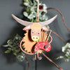 Christmas Highland Cow Coo Bagpipes Hanging Decoration