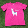 Pink Girls Personalised Llama Alpaca Tshirt