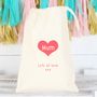 Personalised Loveheart Cotton Drawstring Gift Bag