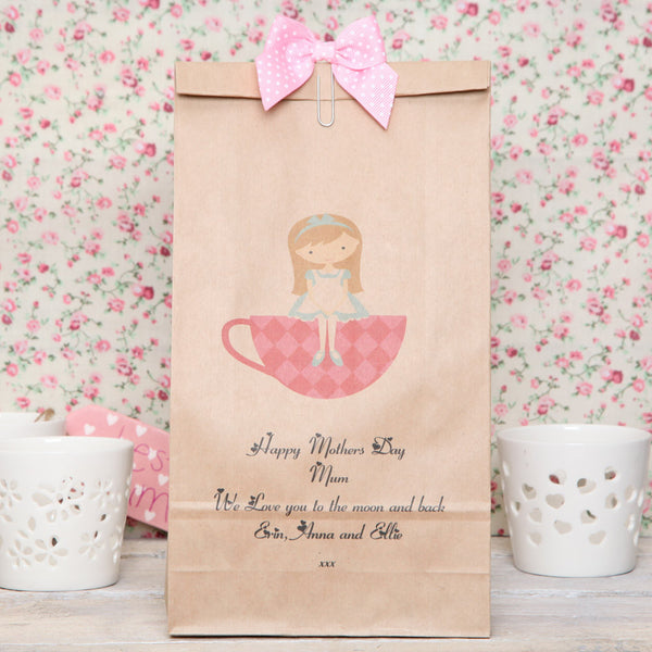 Personalised Girl In Cup Gift Bag