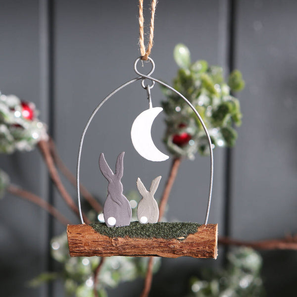 Christmas Moonlight Bunnies Decoration