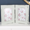 Double Wooden Blue, Green Or Pink Photo Frame