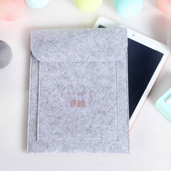 Personalised Grey Felt iPad , Tablet Sleeve Case